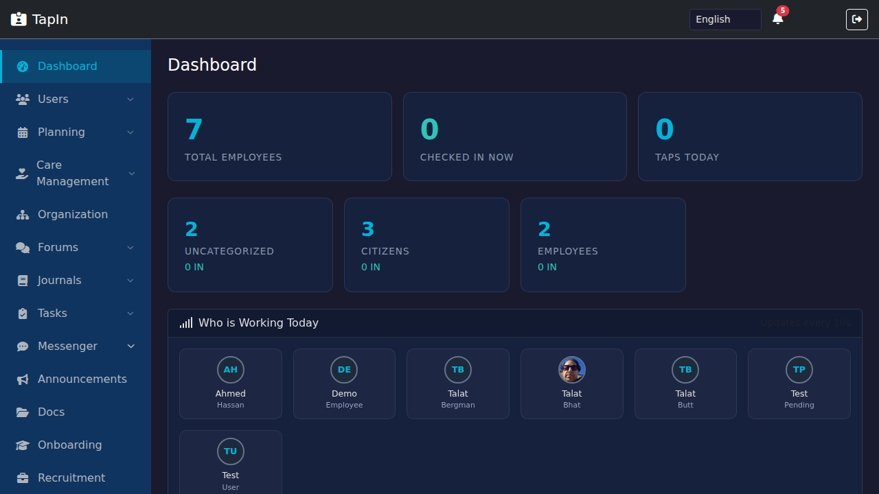 TapIn Dashboard